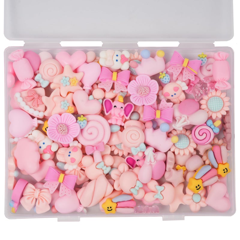 Damyda 70 Pcs Slime Charms Pink Resin Charms Cute Embellishments Bulk Mixed Ornament Decorations Accessories - Image 4